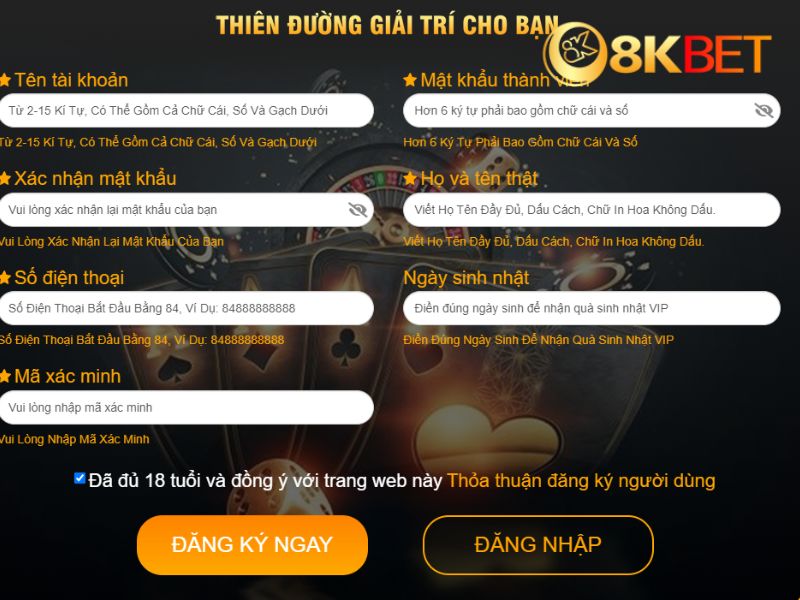 Đăng ký tài khoản 8KBET dễ dàng Đăng ký tài khoản 8KBET dễ dàng